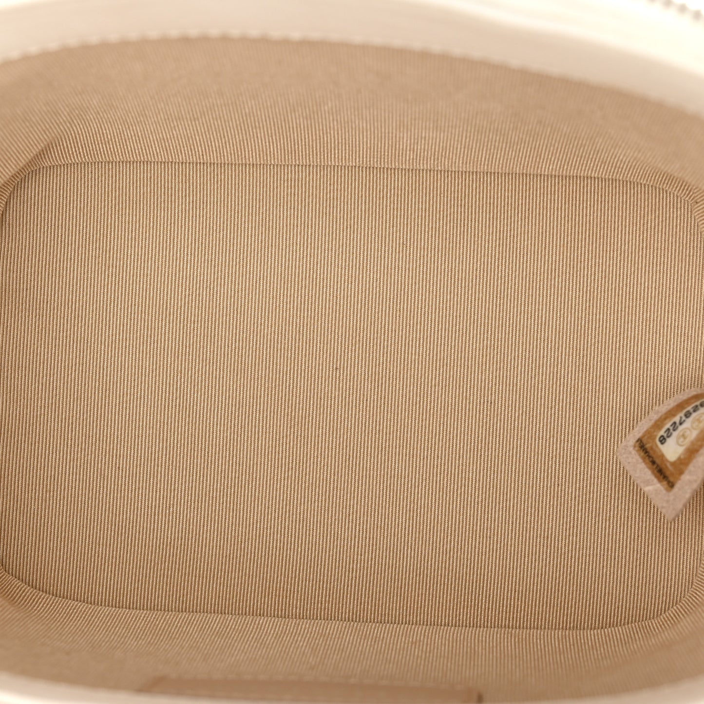 Calfskin Raffia Small Vanity Case Bag White Beige