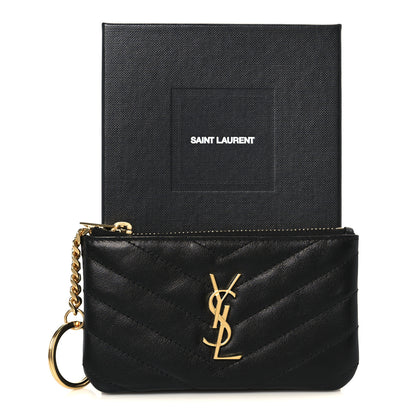Saint Laurent Calfskin Matelasse Monogram Key Pouch Black 9 of 9