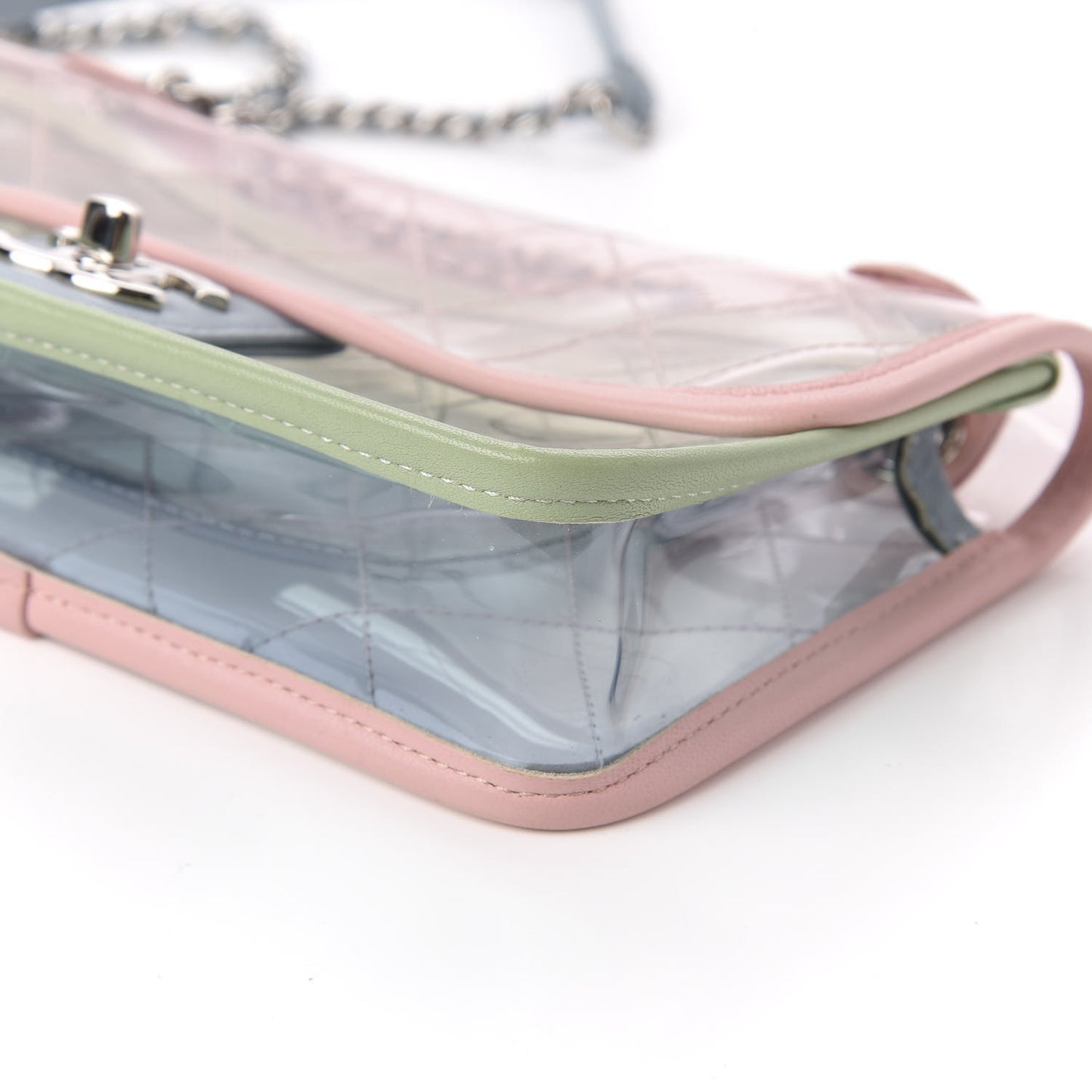 Lambskin PVC Quilted Mini Coco Splash Flap Blue Green