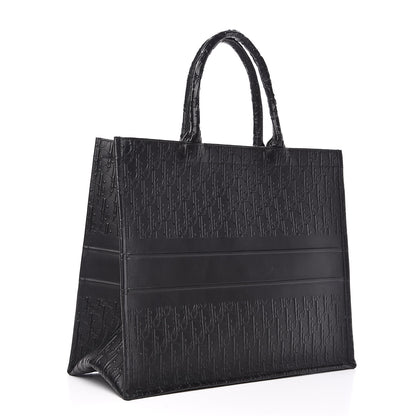 Christian Dior Oblique Calfskin Embossed Book Tote Black 3 of 12