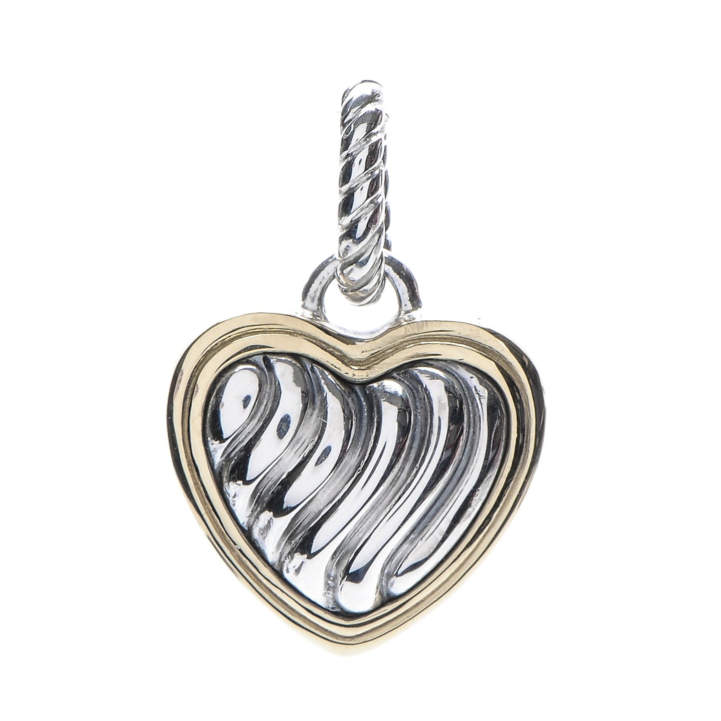 Sterling Silver 18K Yellow Gold Cable Heart Pendant