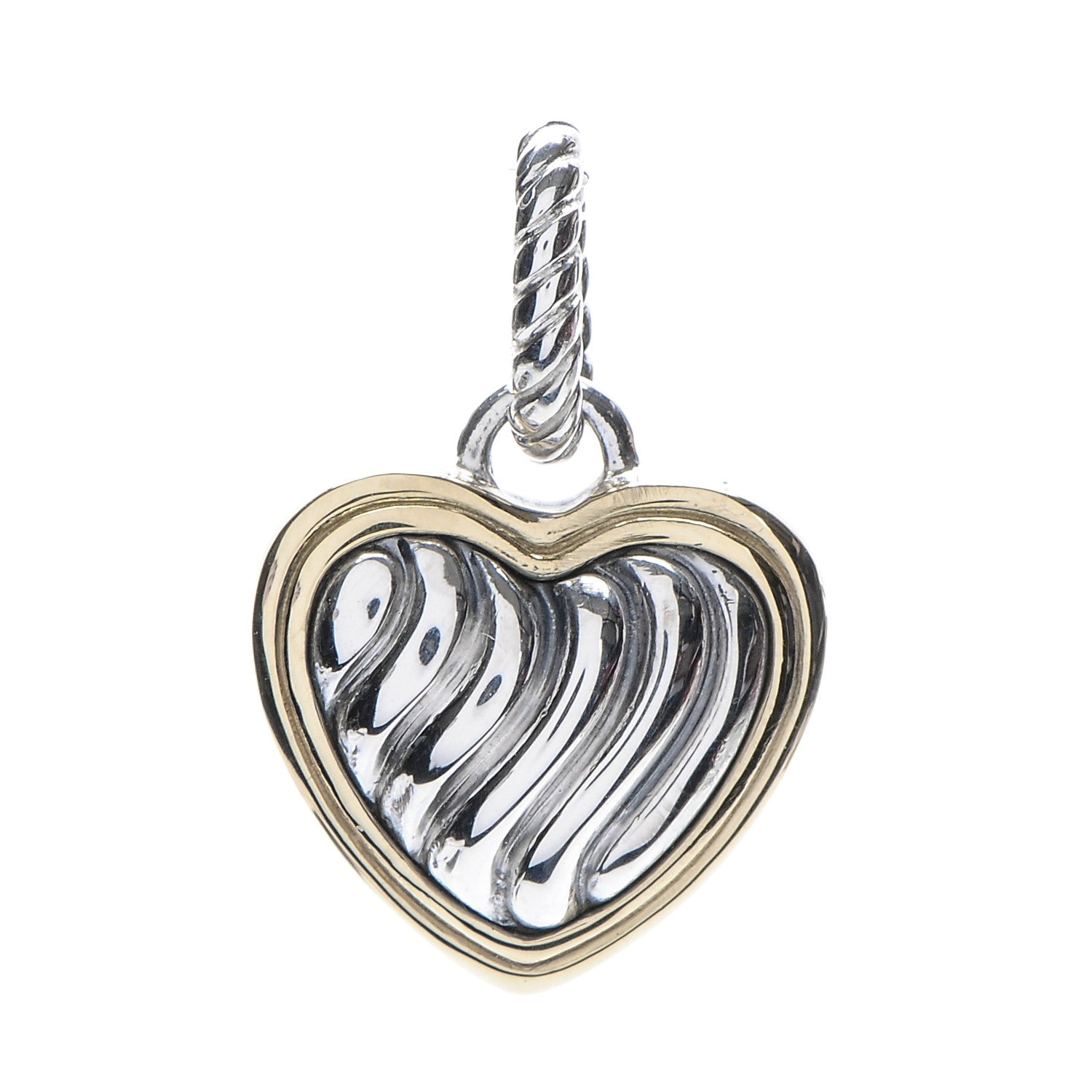 David Yurman Sterling Silver 18K Yellow Gold Cable Heart Pendant 1 of 12