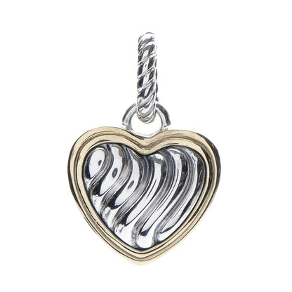 David Yurman Sterling Silver 18K Yellow Gold Cable Heart Pendant 1 of 12
