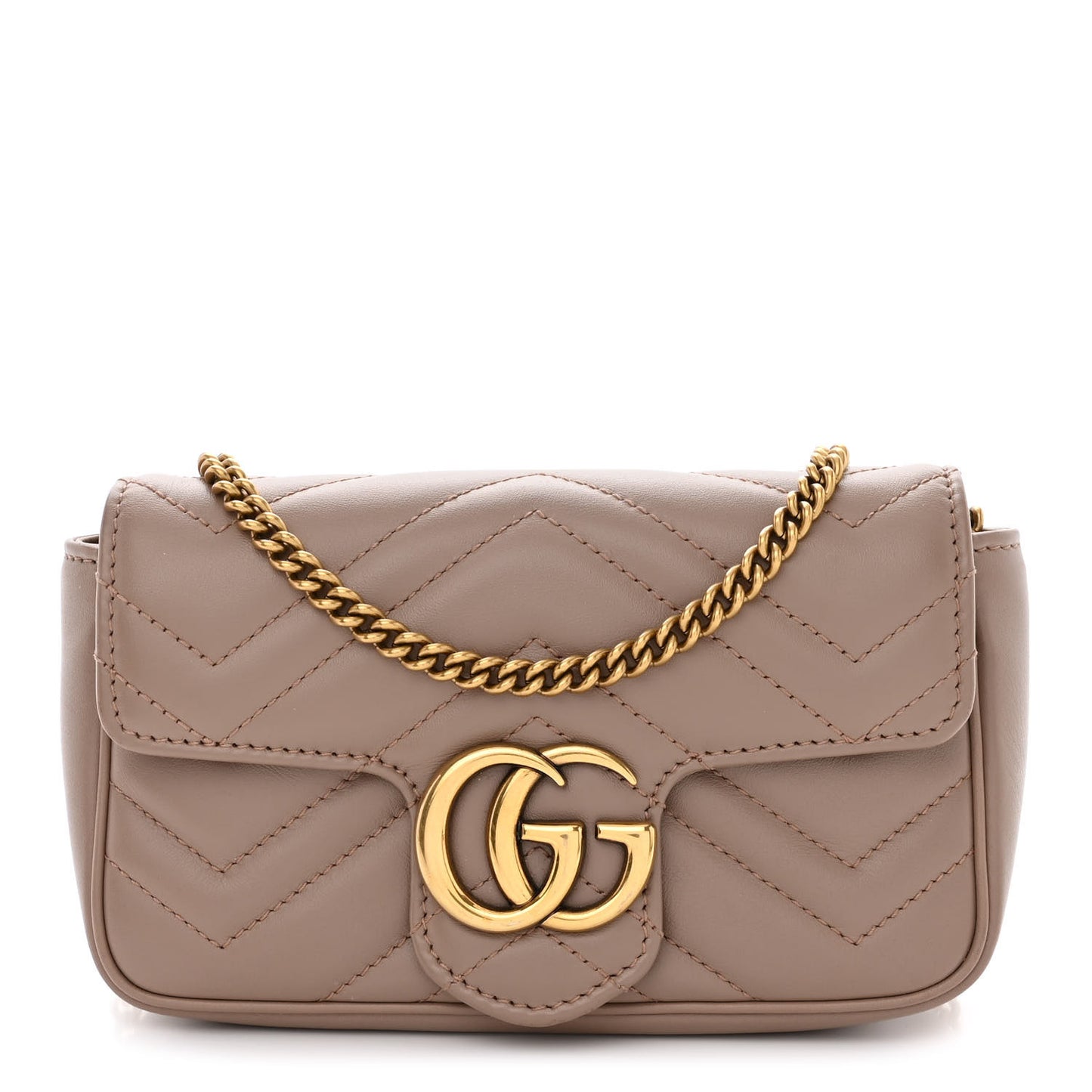 Calfskin Matelasse Super Mini GG Marmont Shoulder Bag Porcelain Rose