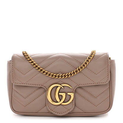 Gucci Calfskin Matelasse Super Mini GG Marmont Shoulder Bag Porcelain Rose 1 of 10