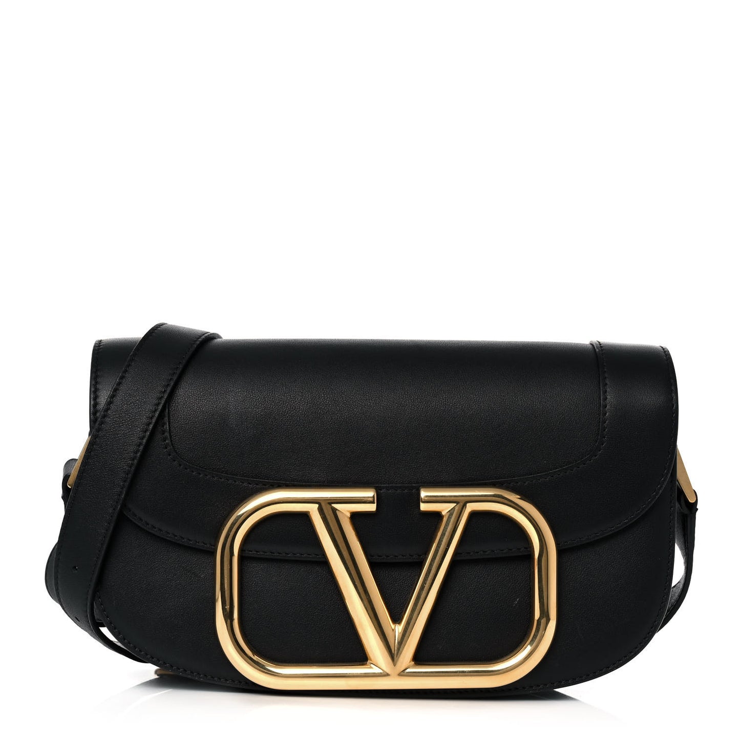 Smooth Calfskin Supervee Shoulder Bag Black