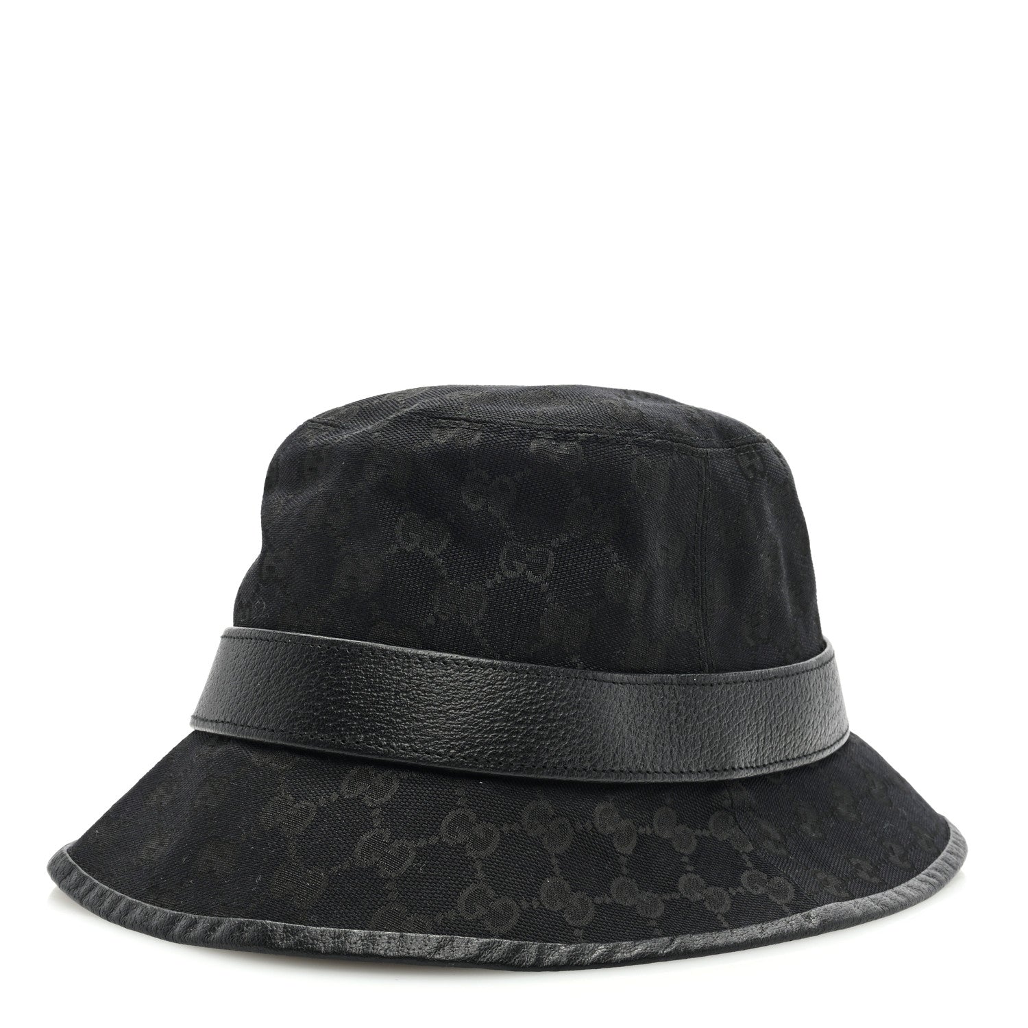 Gucci Monogram Textured Dollar Calfskin GG Jago Bucket Hat L Black 4 of 8