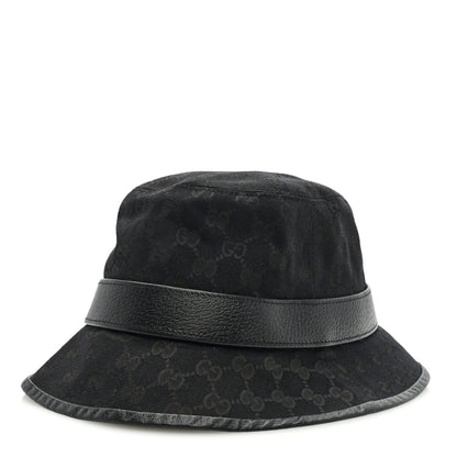 Gucci Monogram Textured Dollar Calfskin GG Jago Bucket Hat L Black 4 of 8