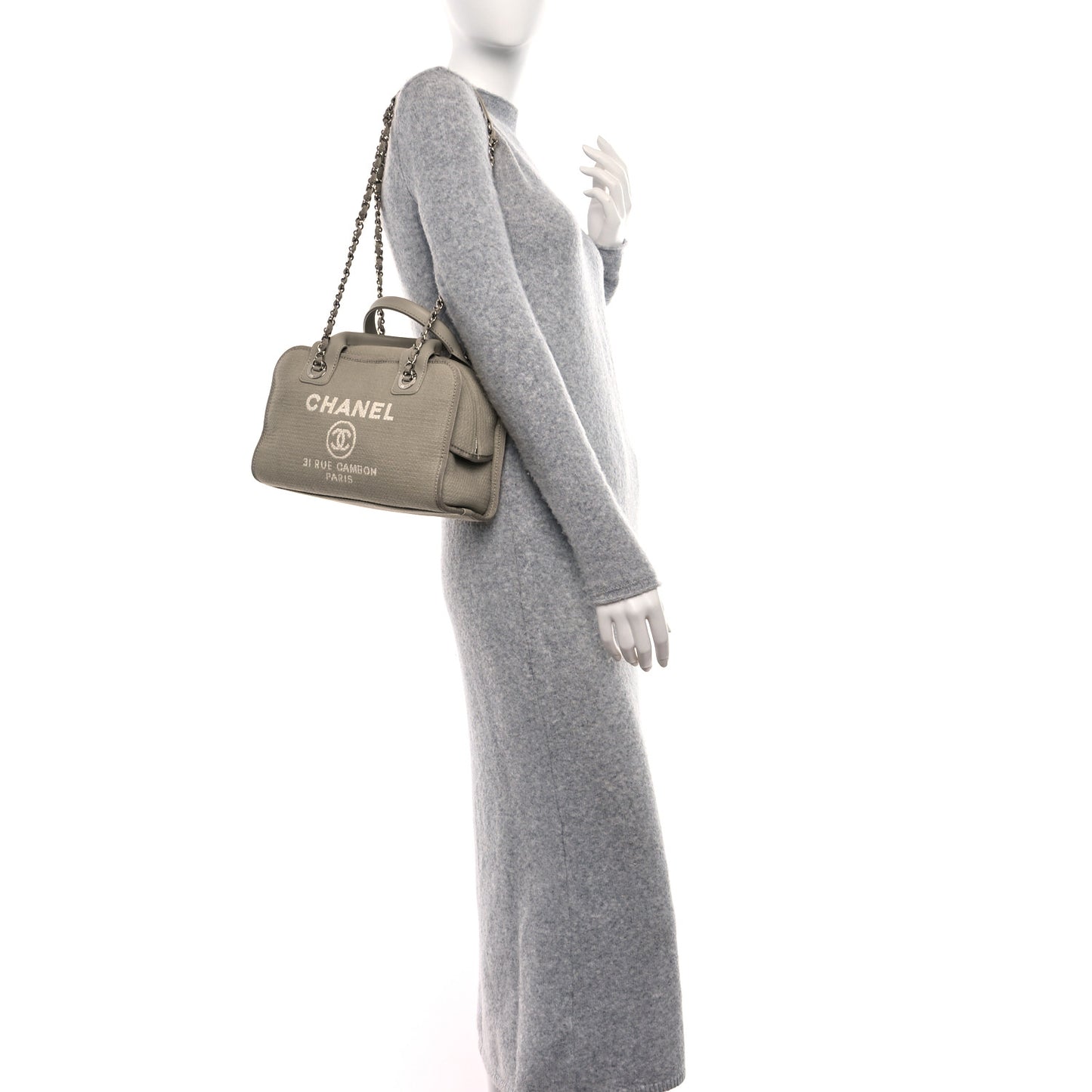 Canvas Deauville Small Bowling Bag Grey