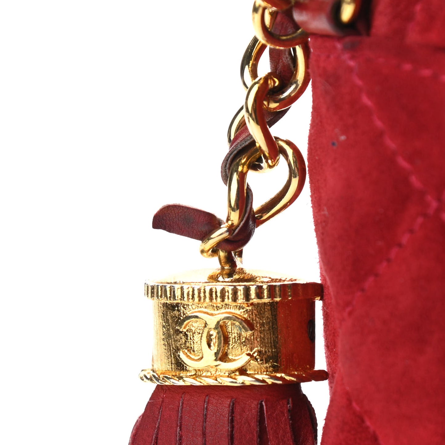 Suede Quilted Tassel Camera Bag Red