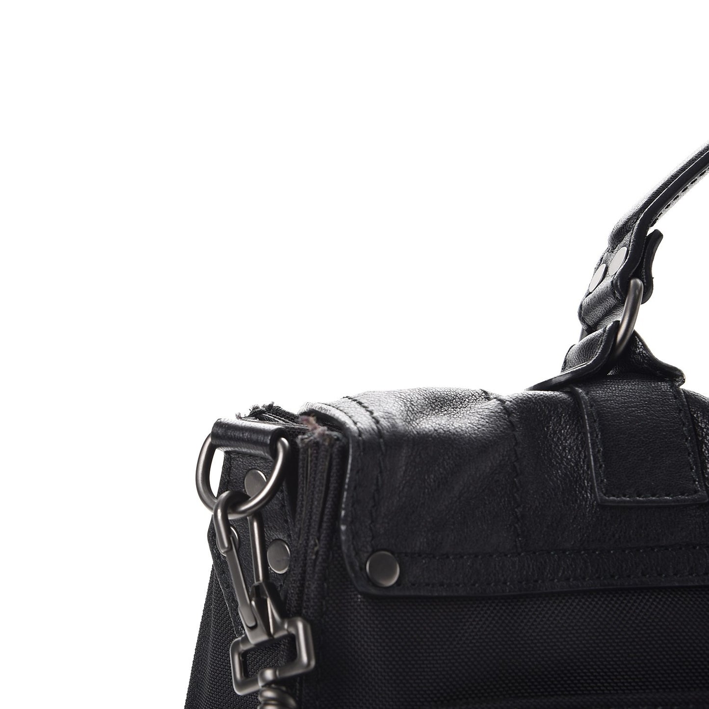 Lambskin Nylon Extra Large PS1 Satchel Black