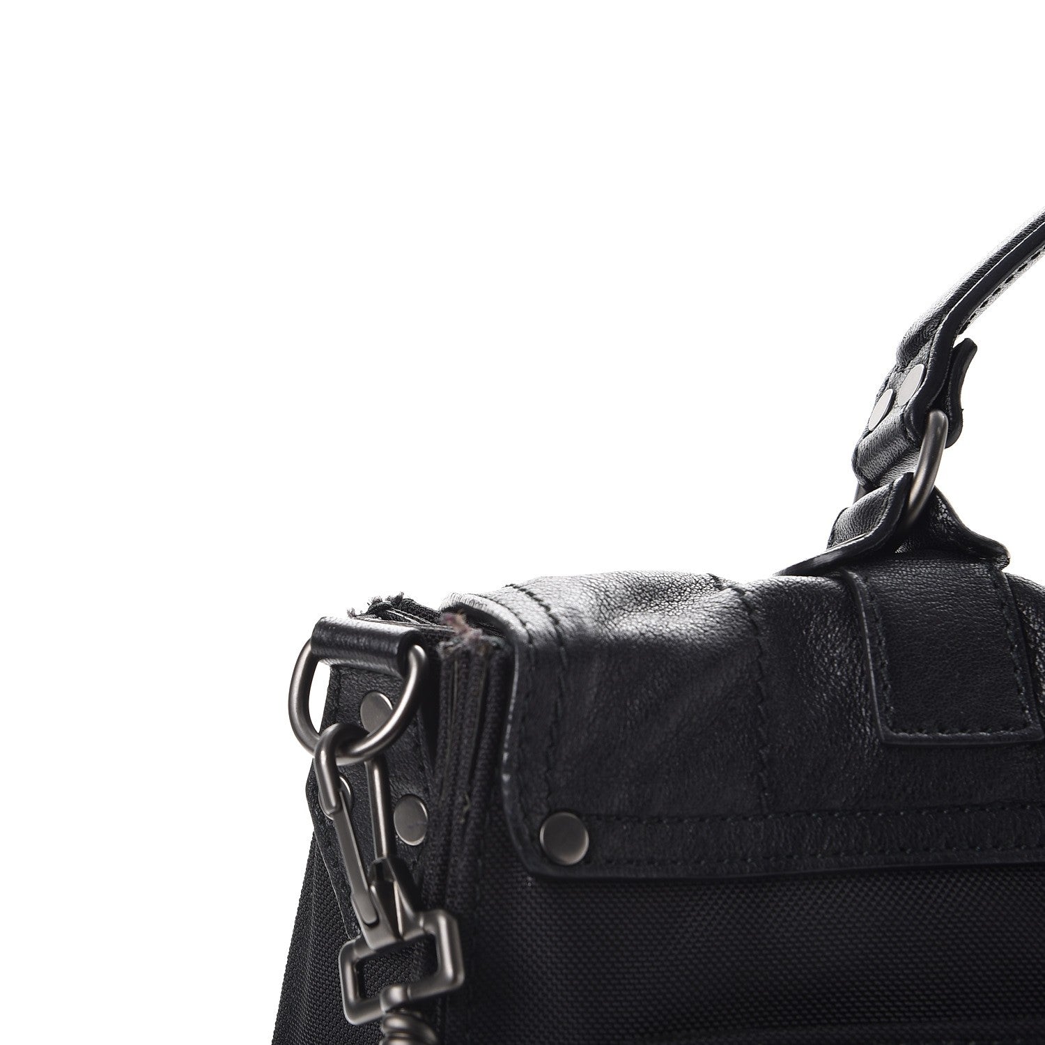 Proenza Schouler Lambskin Nylon Extra Large PS1 Satchel Black 10 of 14