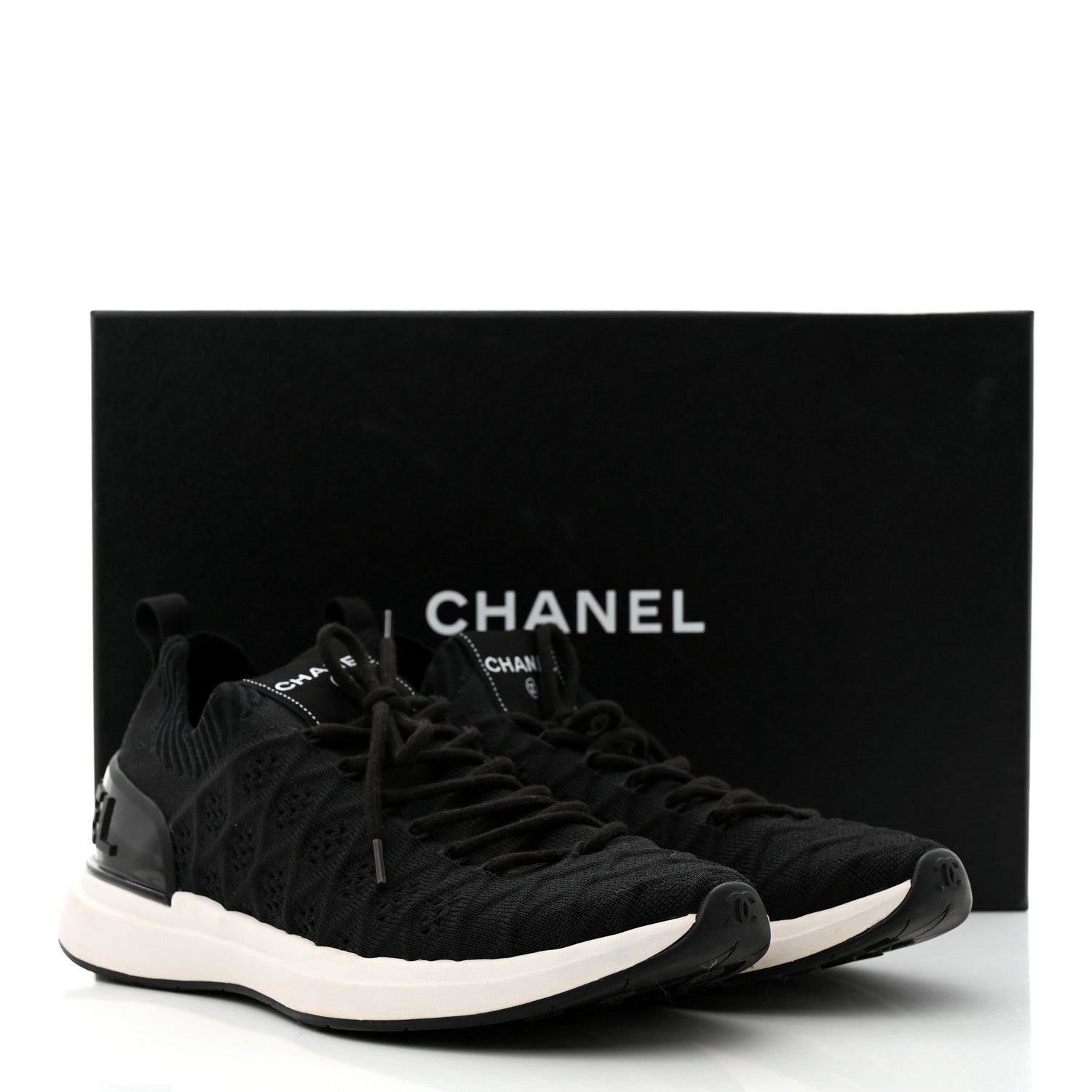 Chanel Fabric Logo Sneakers 38 Black 9 of 9