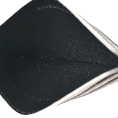 Balenciaga Glitter Calfskin Logo Cash Rounded Card Holder Silver Black 5 of 9