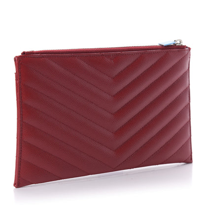 Saint Laurent Grain De Poudre Chevron Monogram Bill Pouch Rouge Eros 3 of 8