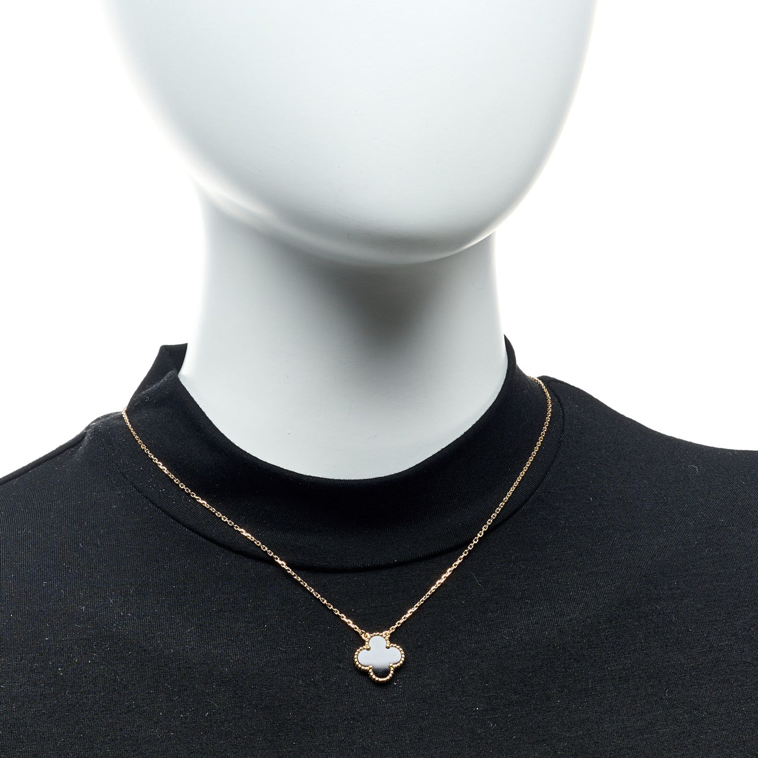 Van Cleef & Arpels 18K Yellow Gold Black Onyx Vintage Alhambra Pendant Necklace 2 of 6