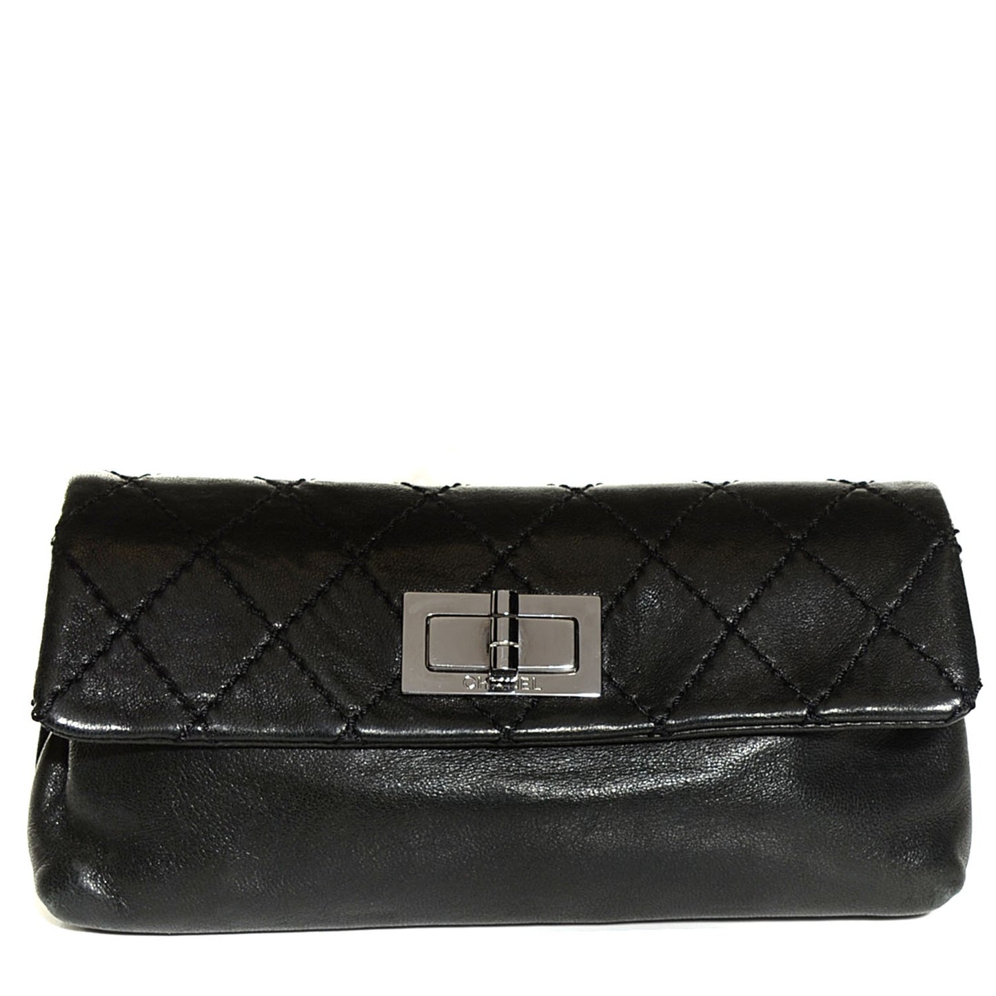 Lambskin Quilted Mademoiselle Clutch Black