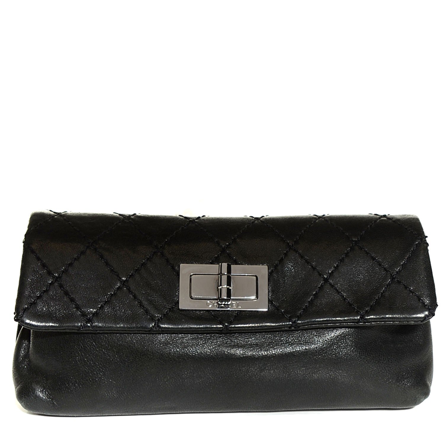 Chanel Lambskin Quilted Mademoiselle Clutch Black 1 of 8