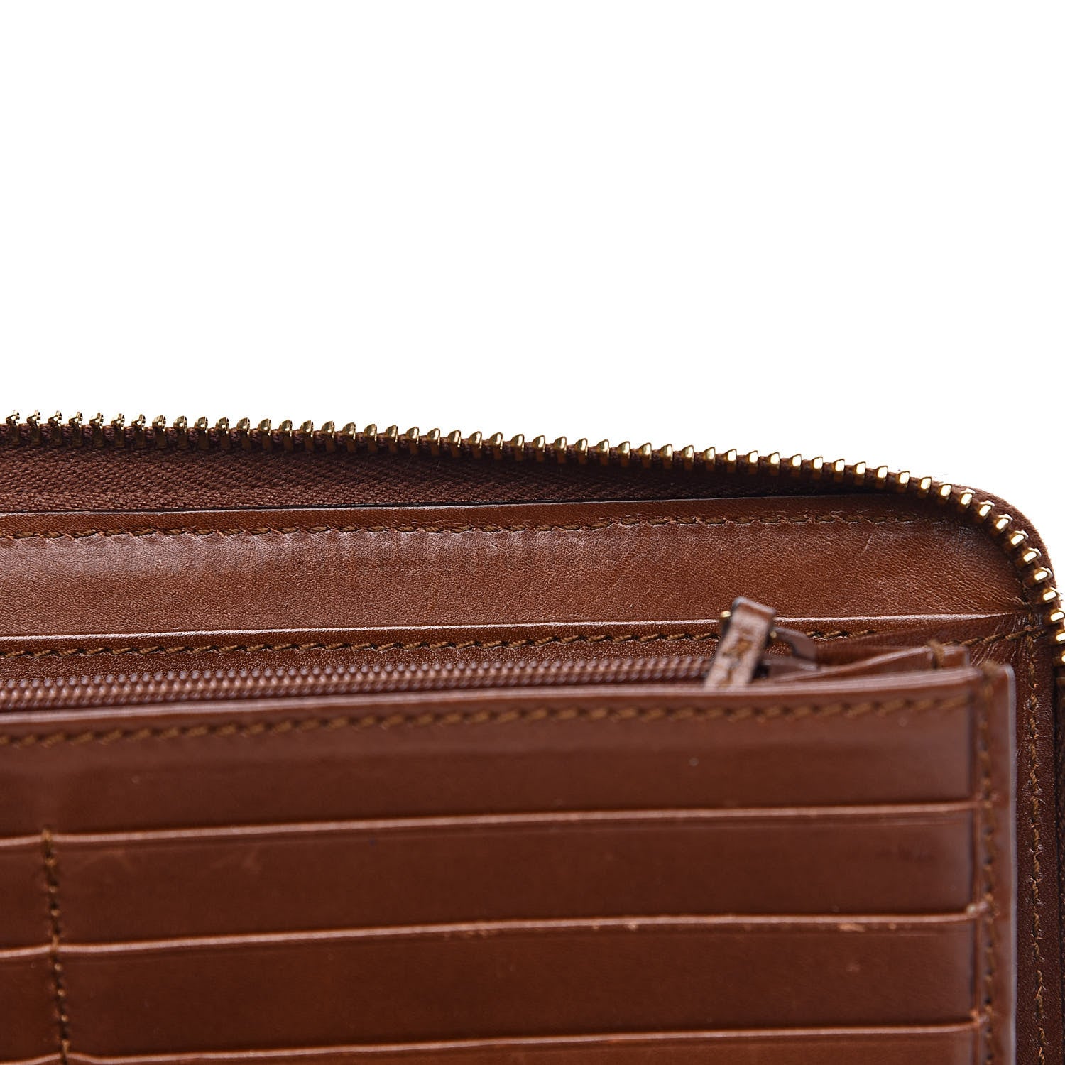 Gucci GG Supreme Monogram Cuoio Toscano Zip Around Organizer Wallet Beige Ebony Cuir 15 of 15