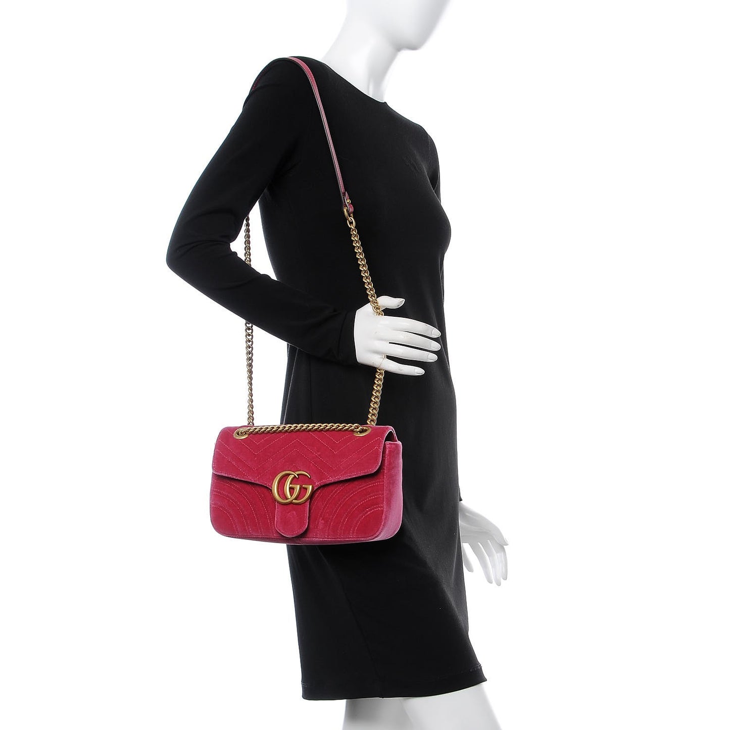 Velvet Matelasse Small GG Marmont Shoulder Bag Light Raspberry Rose