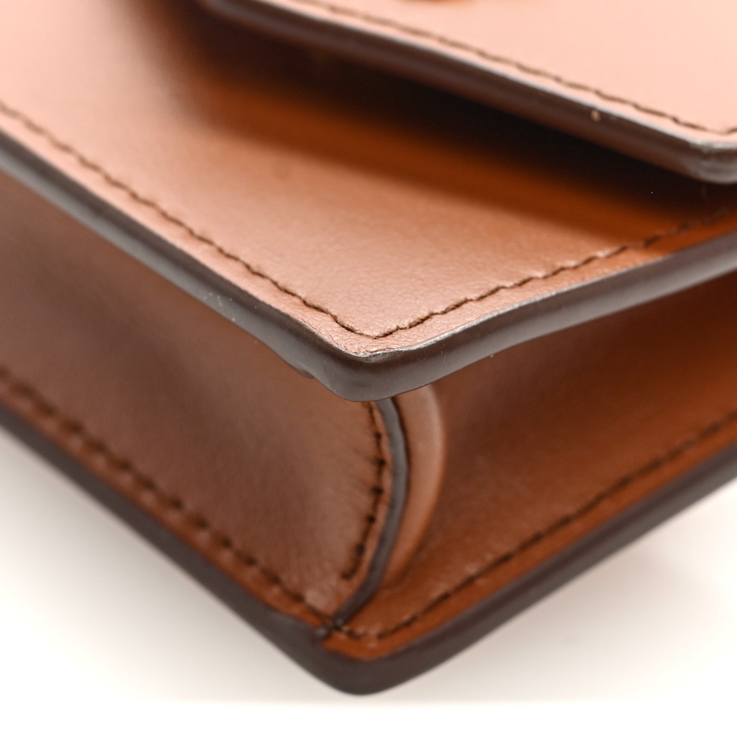 Nappa Flap Pouch Bag Charm Cognac Orange