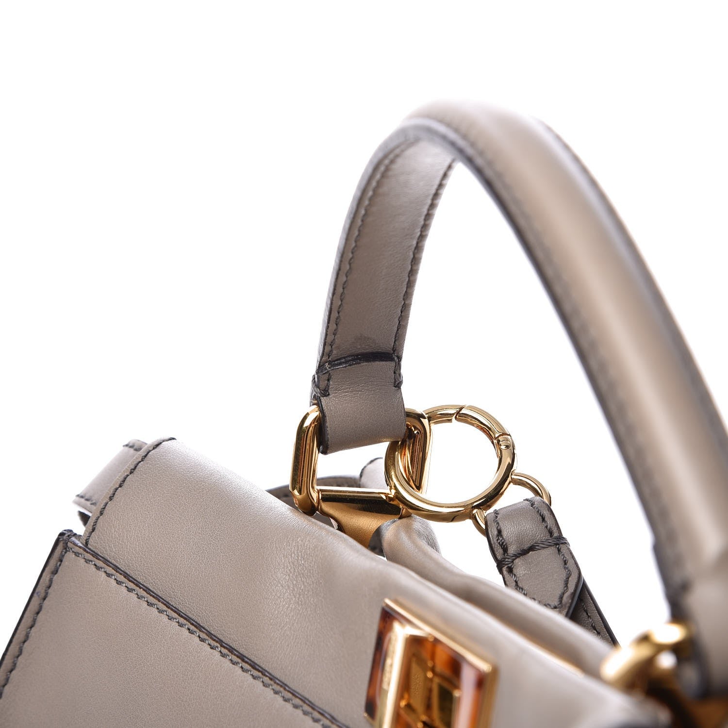 Fendi Vitello Seta Suede Plexiglass Tortoise Large Peekaboo Iconic Satchel Asfalto Marrone 12 of 15