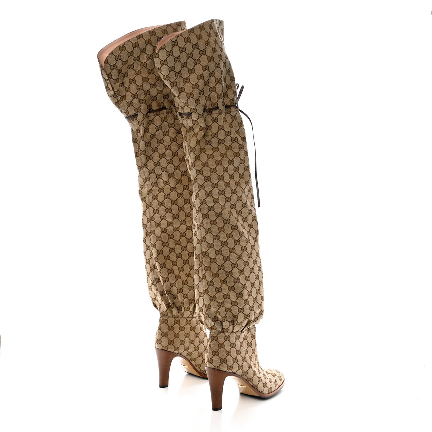 Monogram Over the Knee Boots 40 Beige Ebony