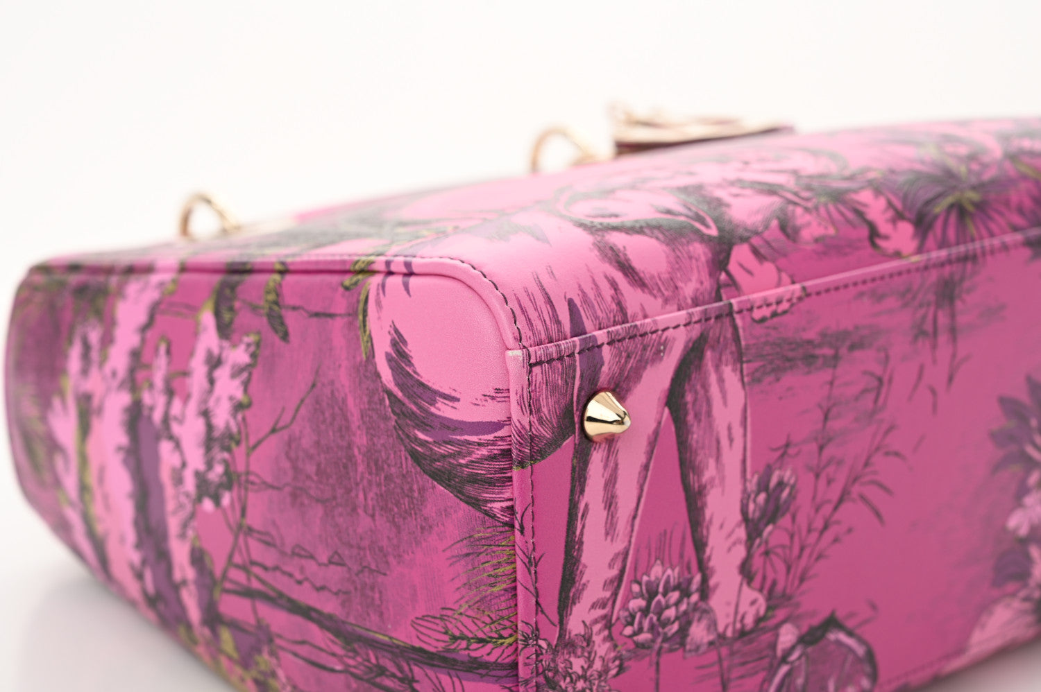 Christian Dior Calfskin Printed Toile De Jouy Medium Lady Dior Pink Multicolor 11 of 12