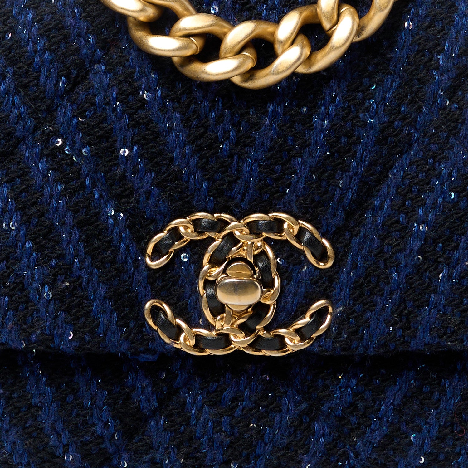 Chanel Tweed Quilted Medium Chanel 19 Flap Blue 8 of 10