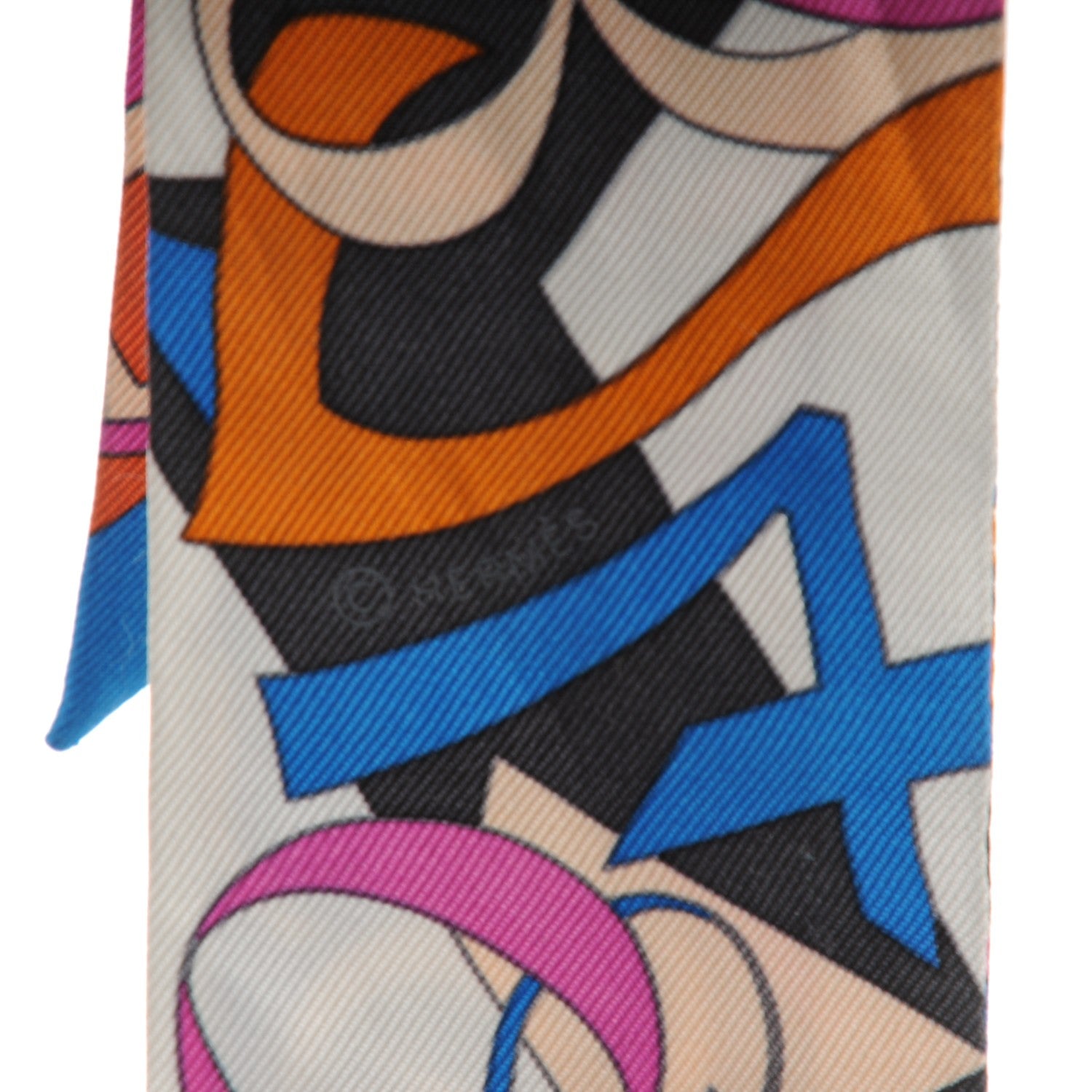 Hermes Silk Le Nombre D'Or Twilly Cobalt Rose Roux 5 of 5