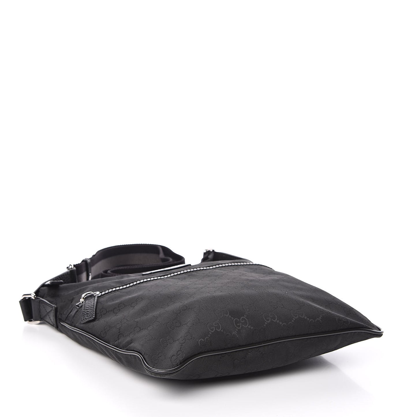 Nylon Monogram Small Flat Messenger Bag Black