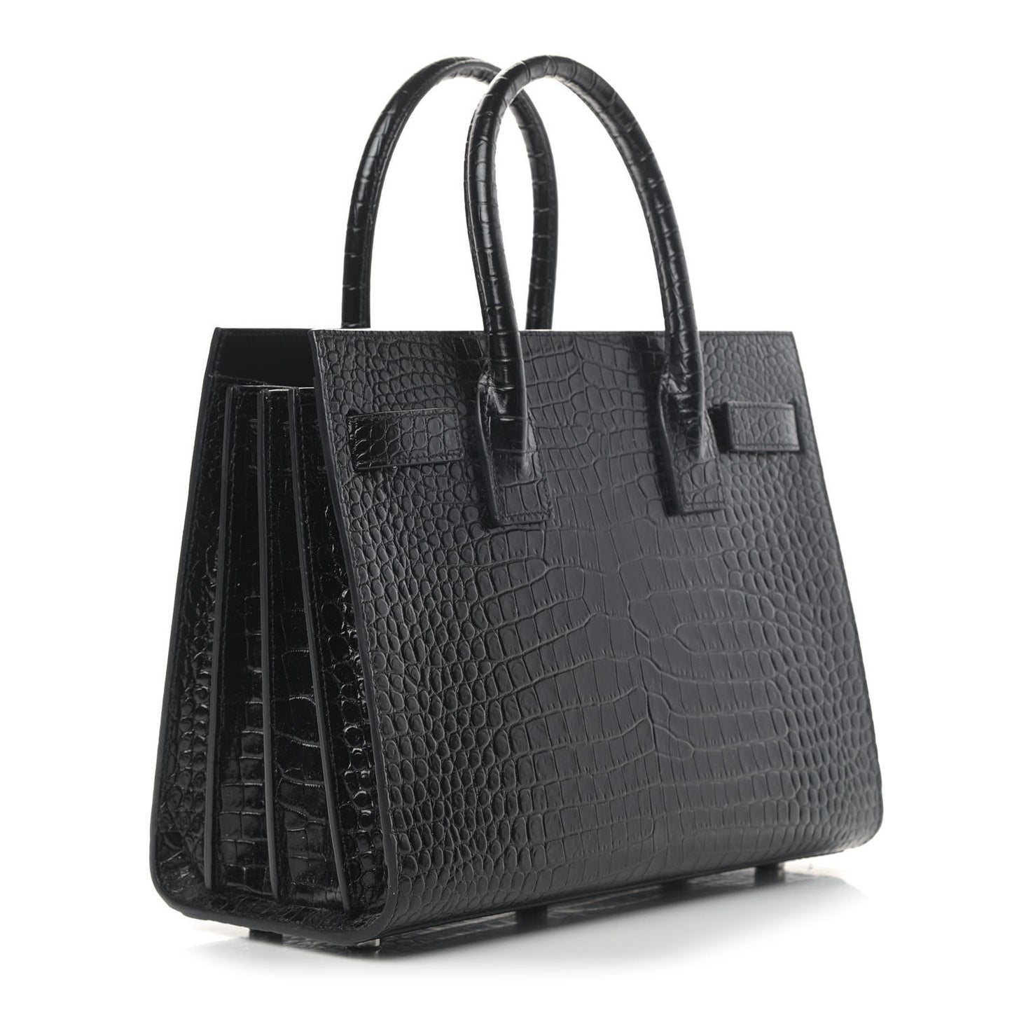 Calfskin Crocodile Embossed Baby Sac De Jour Black