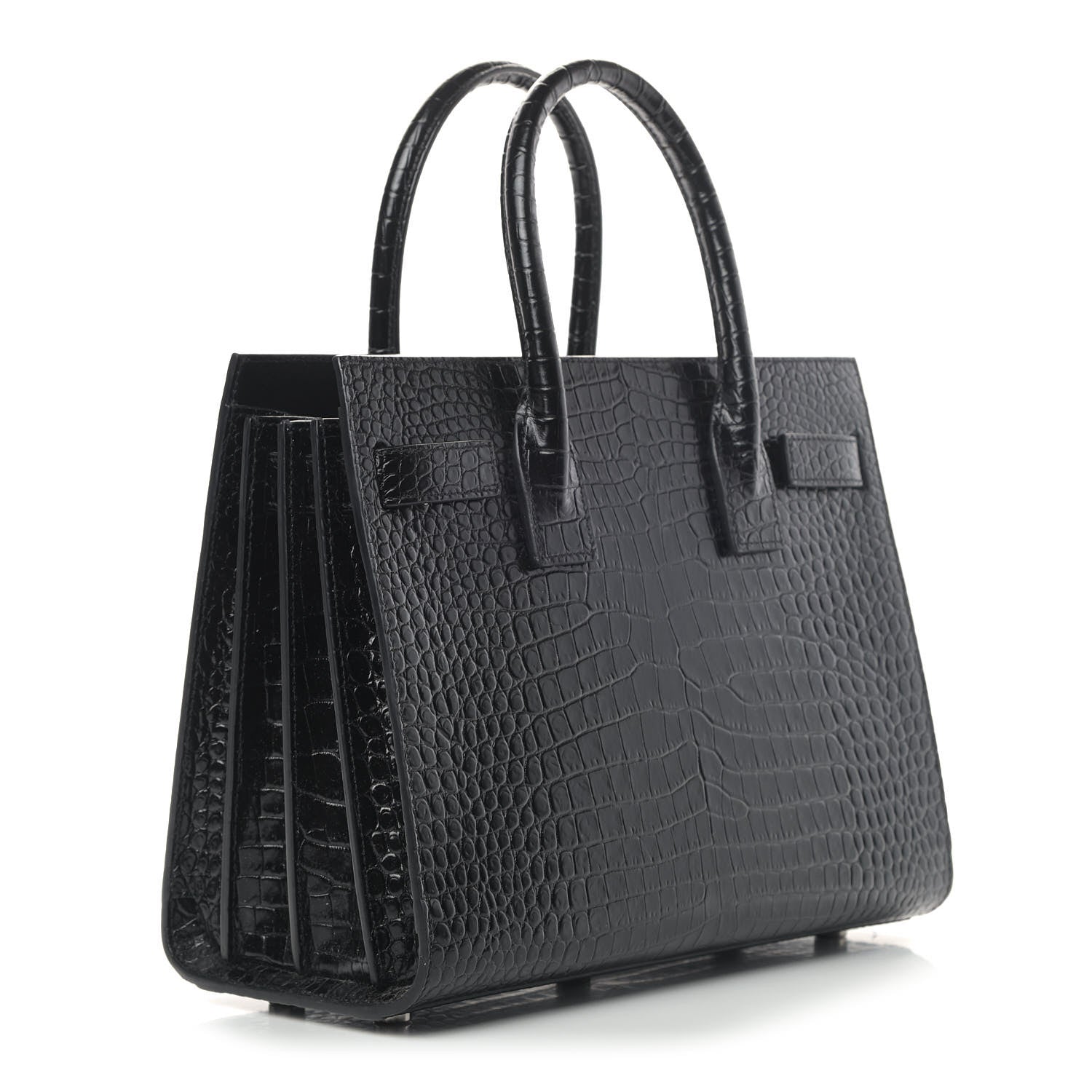 Saint Laurent Calfskin Crocodile Embossed Baby Sac De Jour Black 2 of 4