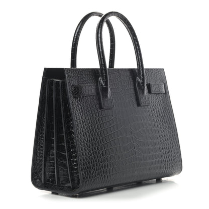 Saint Laurent Calfskin Crocodile Embossed Baby Sac De Jour Black 2 of 4