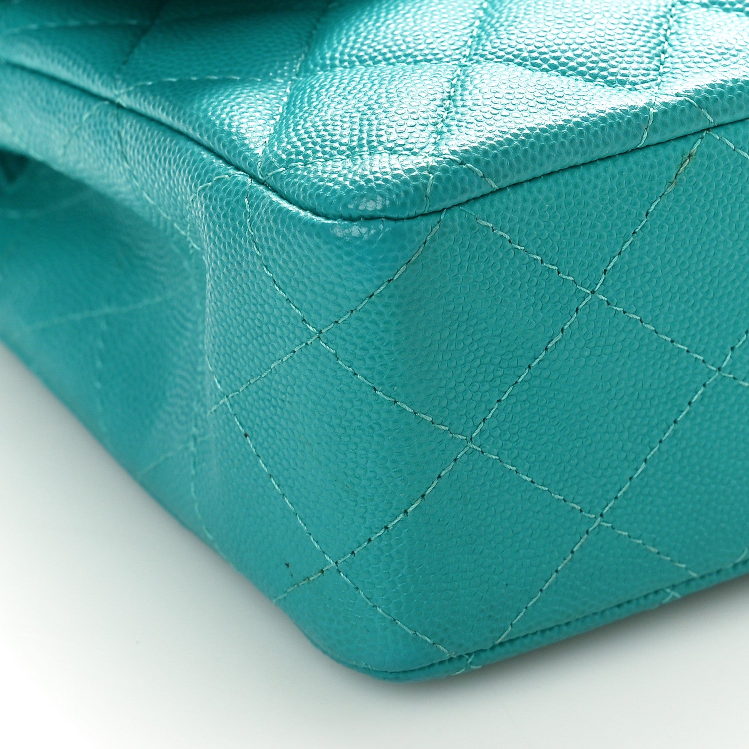 Chanel Caviar Quilted Medium Double Flap Turquoise 9 of 10