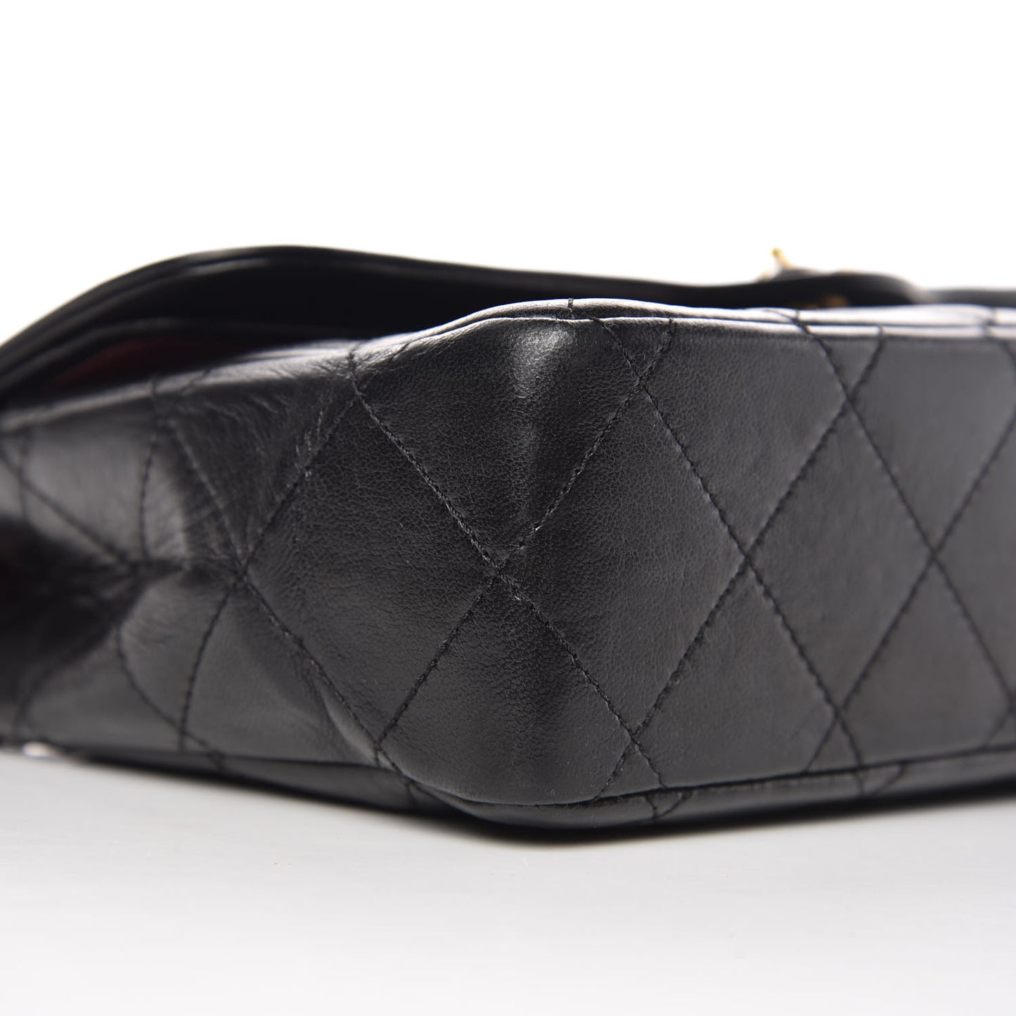 Lambskin Quilted Medium Double Flap Black