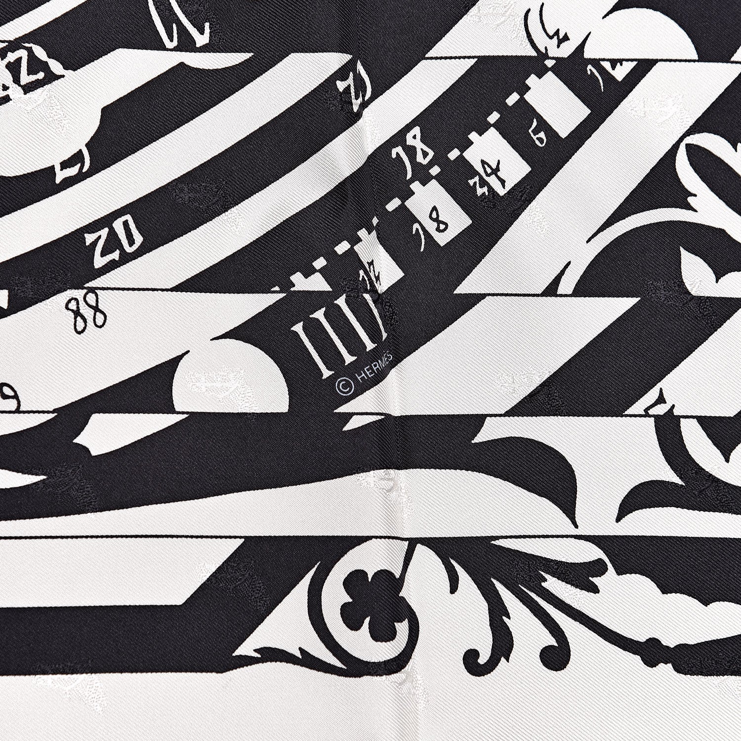 Hermes Silk Astrologie Nouvelle Tattoo Scarf 90 Black White 6 of 8