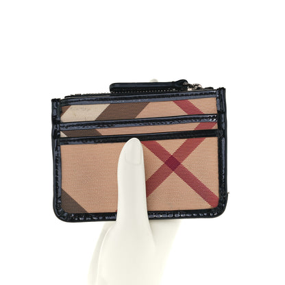 Burberry Nova Check Patent Zip Card Holder Black 2 of 8