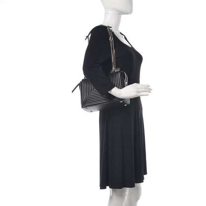 Fendi Shiny Nappa Trapuntata Small DotCom Click Chain Satchel Black 2 of 12