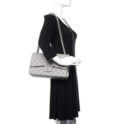Chanel Caviar Quilted Jumbo Double Flap Light Grey 2 of 11