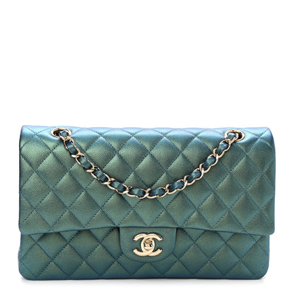 Chanel Iridescent Caviar Quilted Medium Double Flap Green 1 of 11