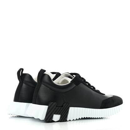 Hermes Goatskin Suede Goatskin Bouncing Sneakers 39.5 Black White 4 of 8