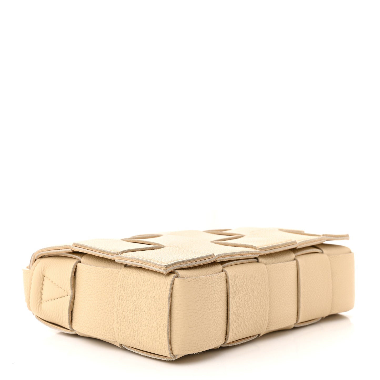 Grained Calfskin Maxi Intrecciato Cassette Crossbody Bag Porridge
