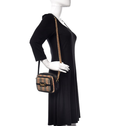 Burberry 1983 Knight Check Smooth Calfskin Link Camera Bag Black 2 of 9