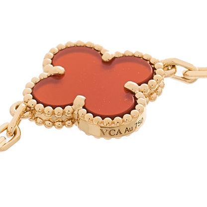 Van Cleef & Arpels 18K Yellow Gold Carnelian 5 Motifs Vintage Alhambra Bracelet 3 of 4