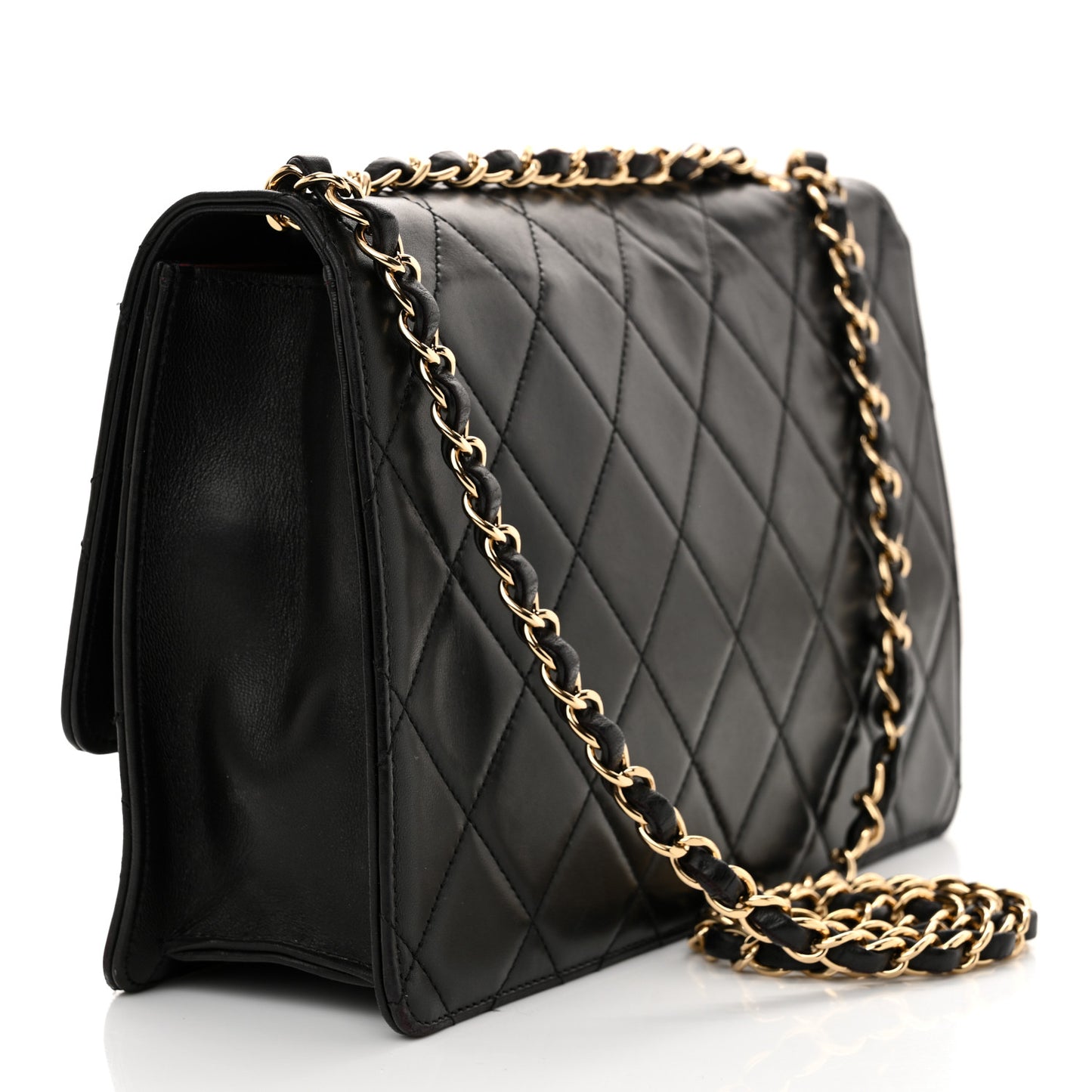 Lambskin Quilted Large Golden Class Flap Black