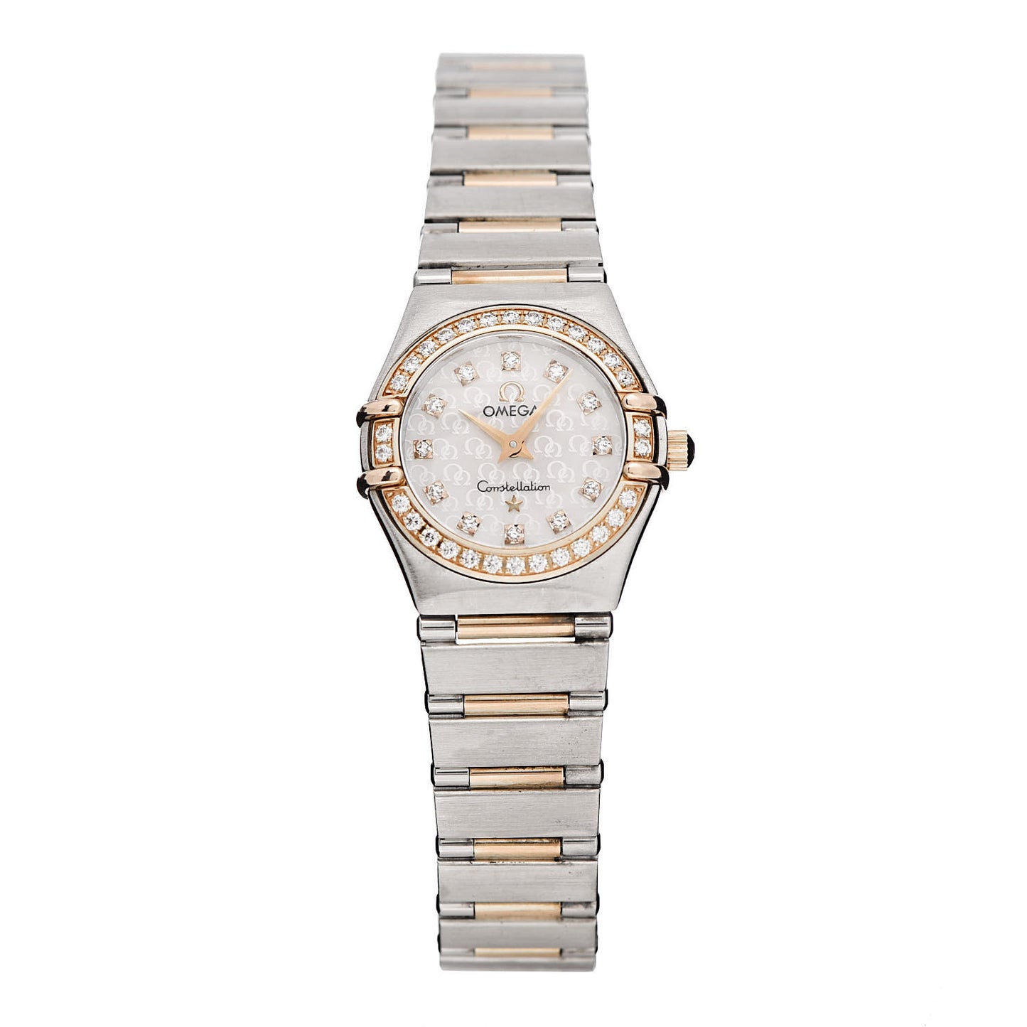 Stainless Steel 18K Red Gold Diamond Bezel Mother of Pearl 23mm Constellation Quartz Watch 895.1203