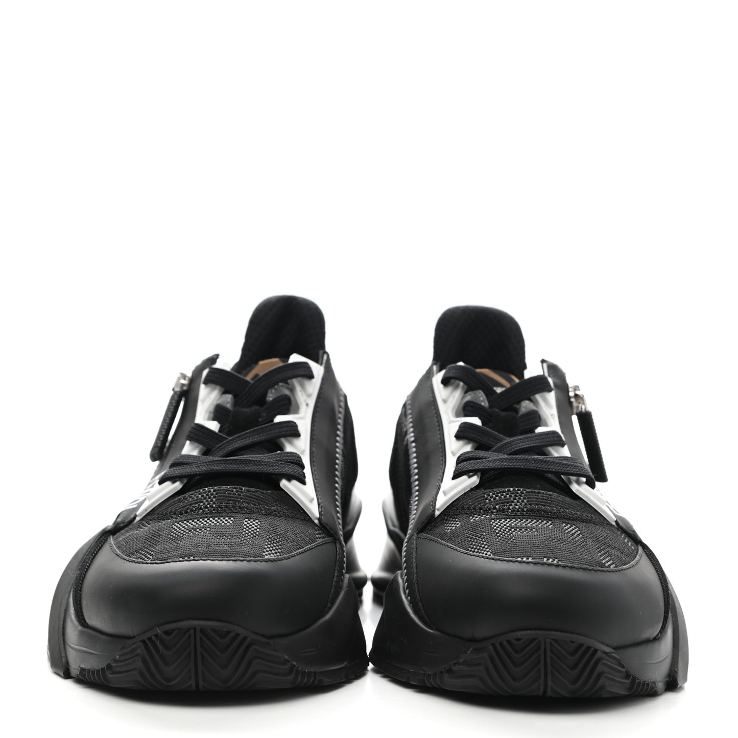 Nylon Lycra FF Womens Fendi Flow Low Top Sneakers 37 Black Silver Anthracite