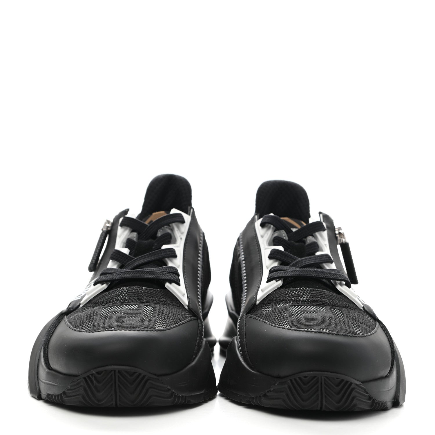 Fendi Nylon Lycra FF Womens Fendi Flow Low Top Sneakers 37 Black Silver Anthracite 2 of 9