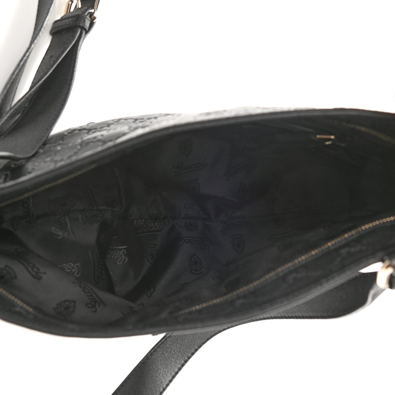Gucci Guccissima Medium Flat Messenger Bag Black 5 of 10
